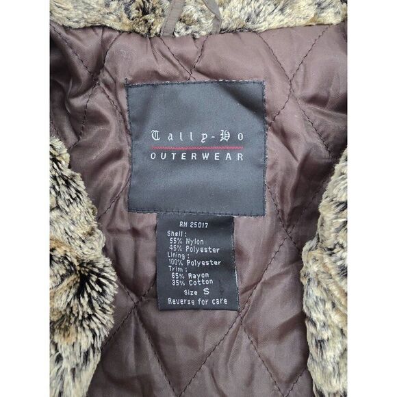Vintage Tally-Ho Faux Fur Trimmed Brown Jacket S winter cold - Picture 7 of 11